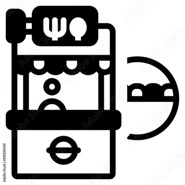 Fototapeta Stall solid icon symbol sign from modern Food court collection in solid style for mobile concept and web apps design. Food and drink related vector line icon.