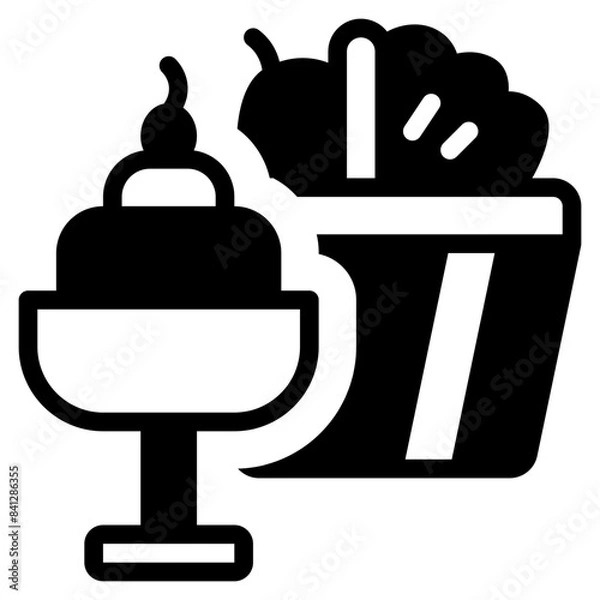 Fototapeta Ice cream solid icon symbol sign from modern Food court collection in solid style for mobile concept and web apps design. Food and drink related vector line icon.