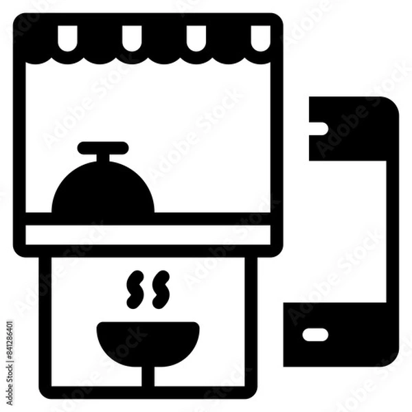 Fototapeta Food court solid icon symbol sign from modern Food court collection in solid style for mobile concept and web apps design. Food and drink related vector line icon.