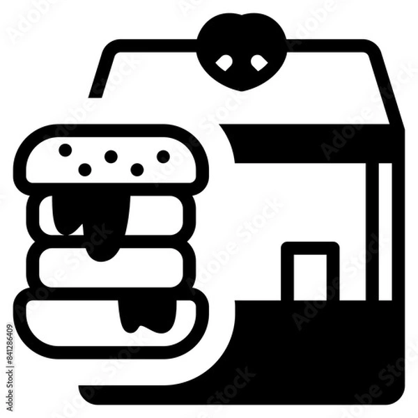 Fototapeta Burger solid icon symbol sign from modern Food court collection in solid style for mobile concept and web apps design. Food and drink related vector line icon.