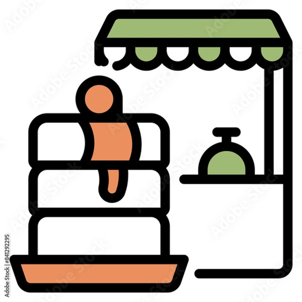 Fototapeta Cake flat icon symbol sign from modern Food court collection in flat style for mobile concept and web apps design. Food and drink related vector line icon.