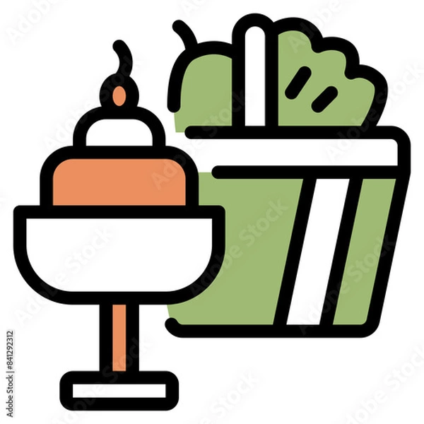 Fototapeta Cake flat icon symbol sign from modern Food court collection in flat style for mobile concept and web apps design. Food and drink related vector line icon.