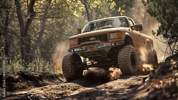 Fototapeta Off-road travel The challenge of the vehicle and the strength of the driver