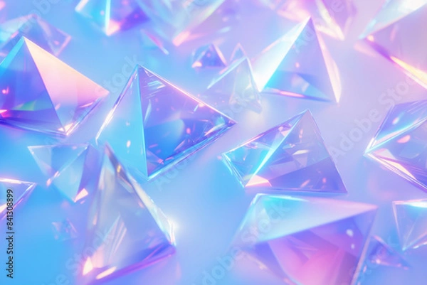 Fototapeta Futuristic Holographic Glowing Triangle Pattern  Background - 
未来的なホログラフィックの輝く三角形のパターンの背景
