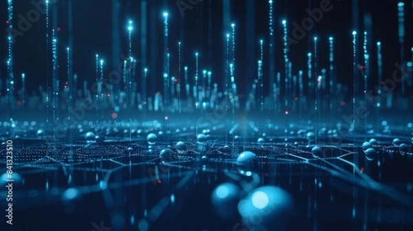 Fototapeta Abstract Blue Digital Data Network