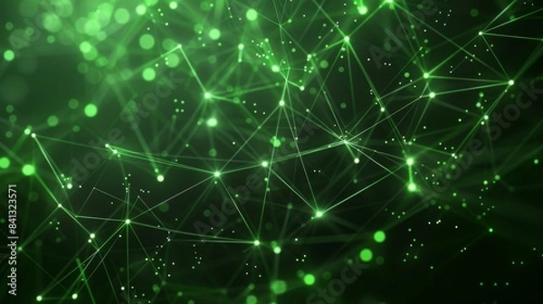 Fototapeta Green Digital Network of Connected Points