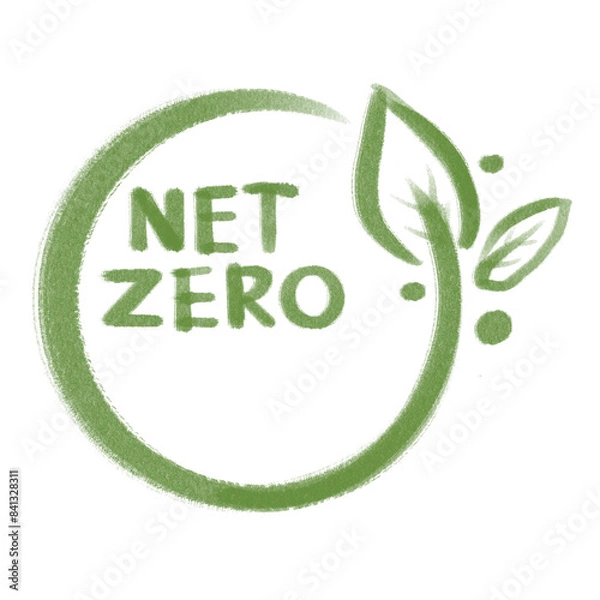Fototapeta Neutral and zero carbon or carbon dioxide emissions for the 2050 goal for a sustainable green environment in nature. Top view and green forest