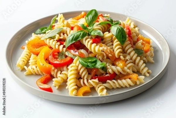 Obraz Savory Barilla Whole Grain Rotini with Fresh Bell Peppers and Onion Dressing
