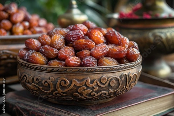 Fototapeta Dried dates cup in Ramadan festival 
