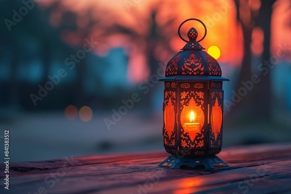 Obraz Ramadan lantern on sunset bsckground