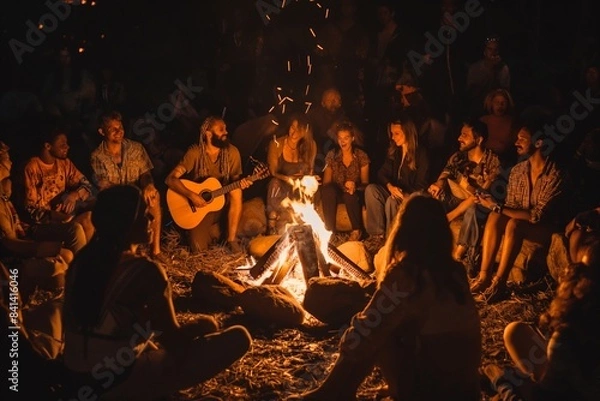 Obraz camp fire in the fireplace