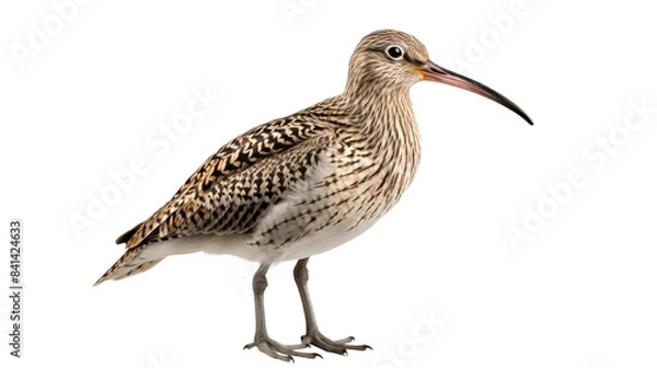 Obraz Eurasian Curlew Standing On White Background