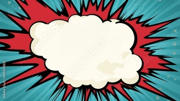 Fototapeta Vibrant close up of a comic book speech bubble bursting with energy and style.