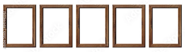 Fototapeta fünf isolierte hölzerne Bilderrahmen