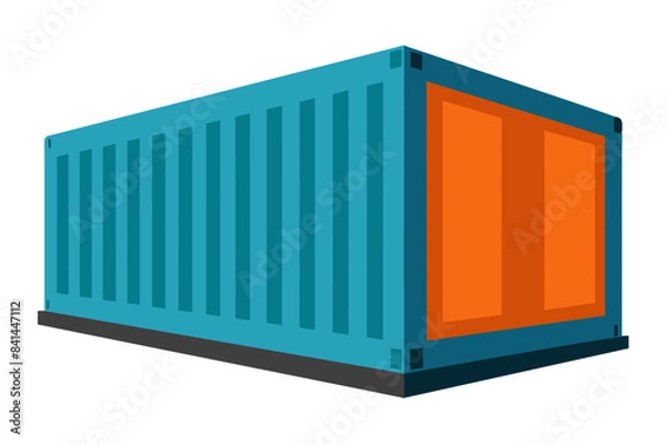 Fototapeta Shipping container used for storage and transportation in global logistics. Red and Blue