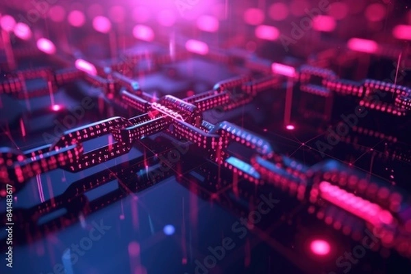 Obraz Vibrant image showcasing interconnected data streams and network nodes in a cyberspace