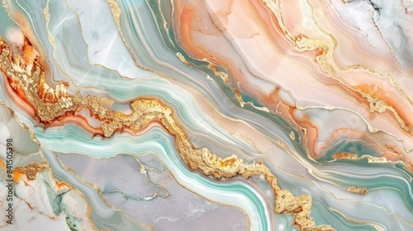 Fototapeta Multi-colored marble background featuring seamless gold inlay and strong clean lines, perfect for luxurious repeating patterns.