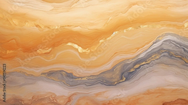 Fototapeta Abstract Colorful Swirl Background with Earth Tones and Gold Accents