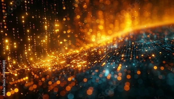 Obraz Code of Counsel, a matrix-like visualization of legal code intertwining with binary digits, 