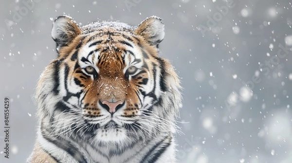 Fototapeta Siberian tiger Panthera tigris altaica detail portrait. Generative Ai