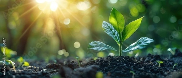 Fototapeta Green Tech and ESG Influence Blooms and Innovation Dances