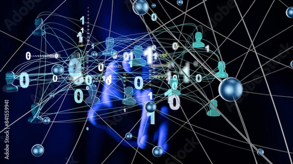 Fototapeta Abstract technology group and data 3d