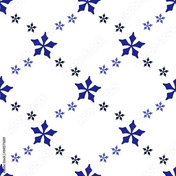 Obraz Seamless blue snowflakes pattern with different shape