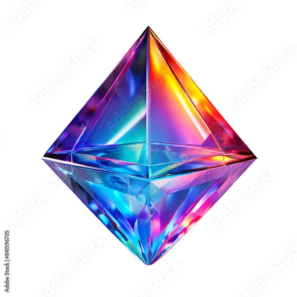 Fototapeta Holographic prisms emit distinct spectral hues, isolated on transparent, for captivating visual effects