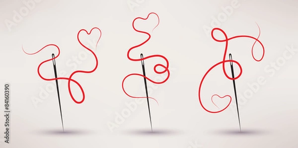 Fototapeta needle and thread icon vector set in flat style.