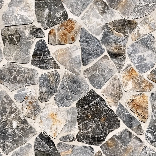 Fototapeta A seamless pattern of photo realistic textured surfaces including smooth marble and rough granite