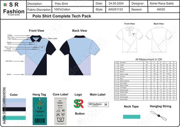 Fototapeta Spec Sheet design for fashion design