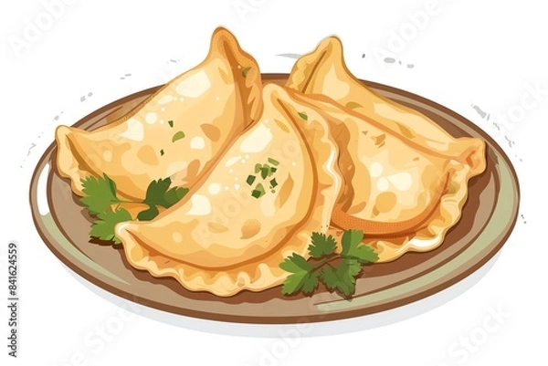 Obraz Top view of 32bit of Pierogi in a vector cartoon style, isolate white background
