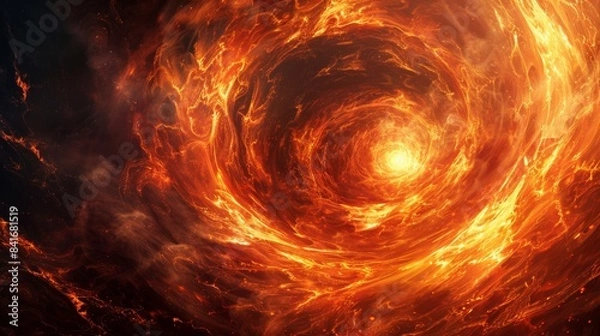 Fototapeta A mesmerizing vortex of swirling embers, their fiery glow pulsating with an otherworldly energy.