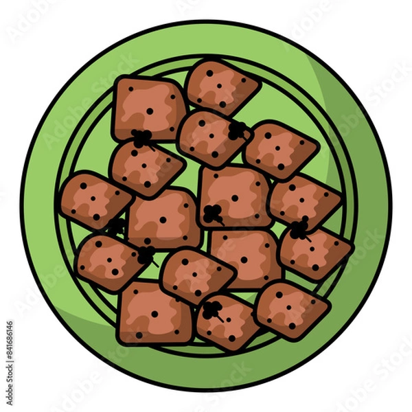 Fototapeta Japanese stir frying meat vector color icon design, Pan-Asian cuisine symbol, Most Popular Dishes Sign,Casual eats stock illustration, Teriyaki duck Concept