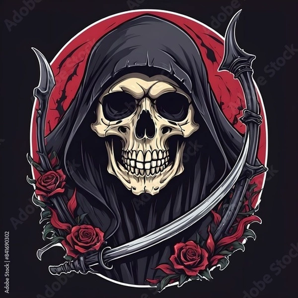 Obraz Sticker, sticker, design on a T-shirt in the form of a skull