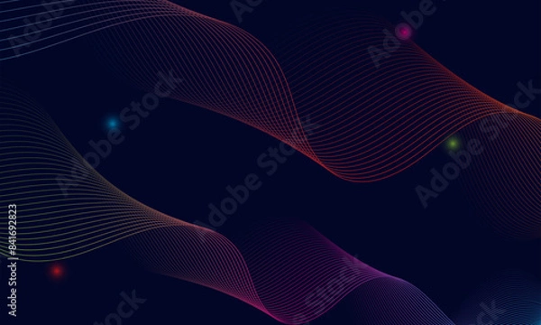 Obraz Beautiful abstract gradient wave lines with colorful dots background design