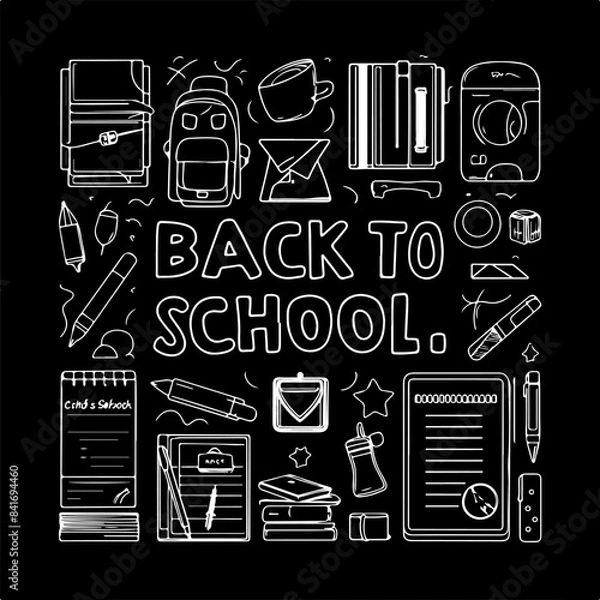 Fototapeta Back to school vector background, stationery background 