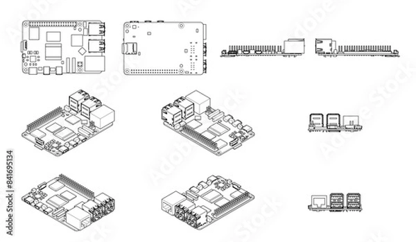 Obraz Raspberry Pi 4 Model B Vector Pack 