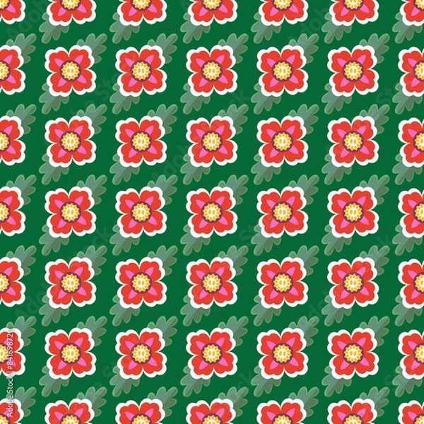Fototapeta Vector colorful exotic floral pattern background