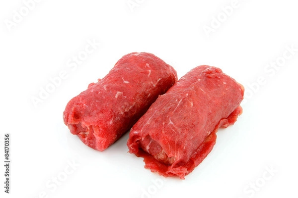 Fototapeta Dutch meat roll called "Blinde vink" made of veal ground beef with a thin cutlet of veal on the outside.