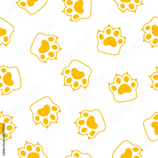 Obraz Seamless pattern with yellow paws