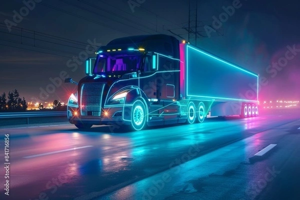 Obraz urple Hues: A Nighttime Portrait of Streets Bathed in Violet Light, generative ai