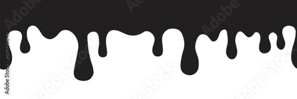 Fototapeta Dripping Paint molten splash, liquid flow abstract shape stain seamless pallern decoration, border. Fluid trickle, stencil.