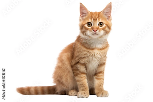 Fototapeta Adult cat isolated on transparent background png cutouts. Images for graphic designers. Image for flyers. Veterinarian.