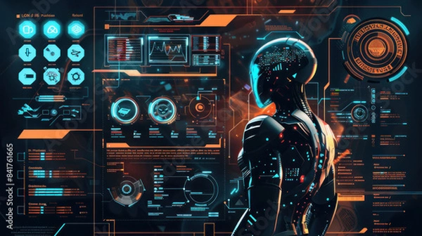 Fototapeta Infographic highlighting technological advancements with futuristic design