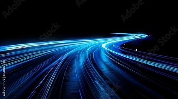 Fototapeta Dynamic Light Trails on a Highway at Night, Generative AI