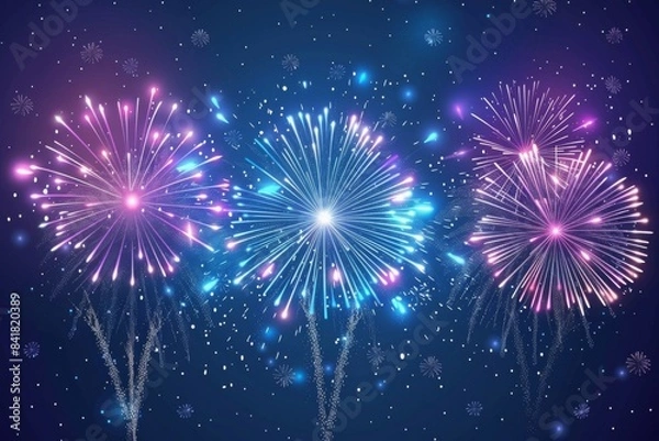 Fototapeta Experience the breathtaking beauty of a fireworks display illuminating the night sky in a stunning visual illustration.