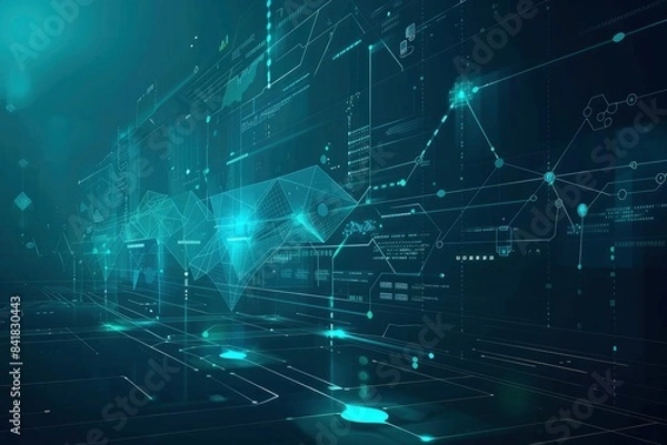 Fototapeta  Holographic interface with floating data panels