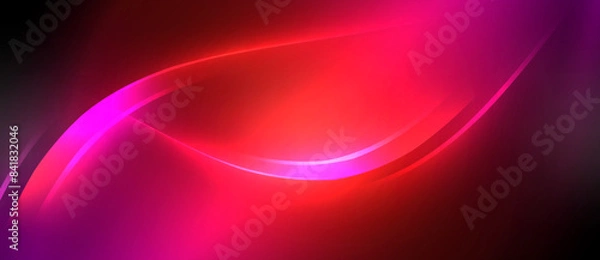 Fototapeta Neon glowing circle rays, light round lines in the dark, planet style neon wave lines. Energetic electric concept design for wallpaper, banner, background