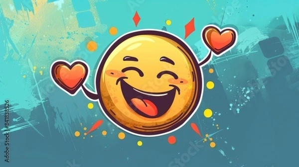 Fototapeta A cartoon rendering of an emoticon character s face expressing love for dad within a vibrant speech bubble